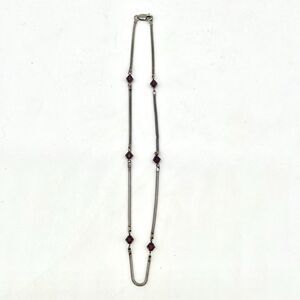 Vintage Necklace 925 Sterling Silver W/ Purple Bead Links 8.2 Grams